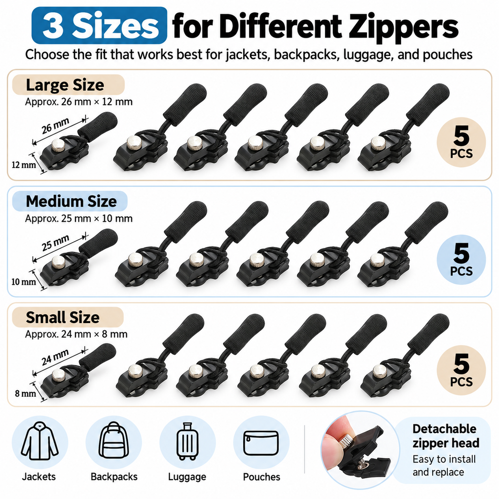 Detachable Replacement Zipper Slider — Give Your Jacket or Bag a Working Zip Again