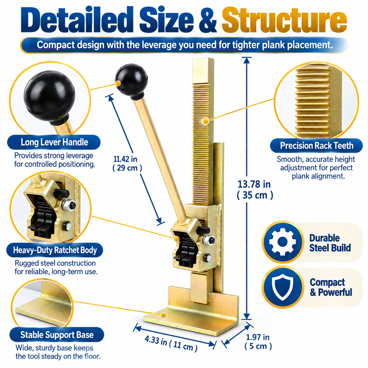 Ratcheting Flooring Jack — Bring Plank Joints Together With Controlled Pressure