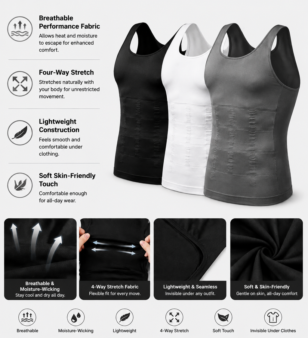 Men's Compression Shaper Tank Top – Chest & Tummy Control
