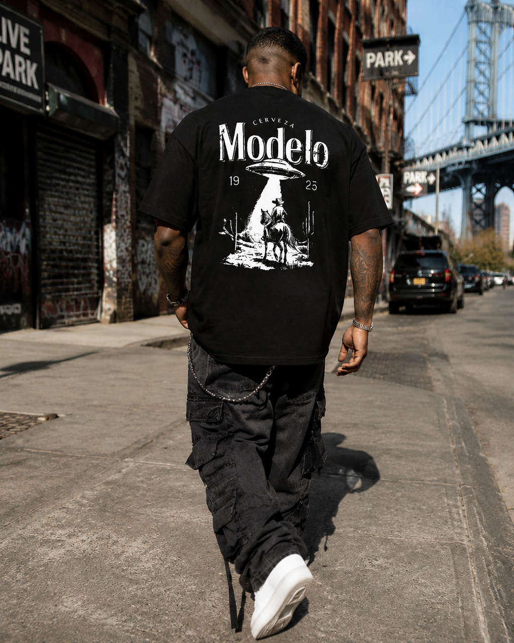 Western Rodeo Vintage Graphic Tee – Modelo Desert Print Streetwear Shirt