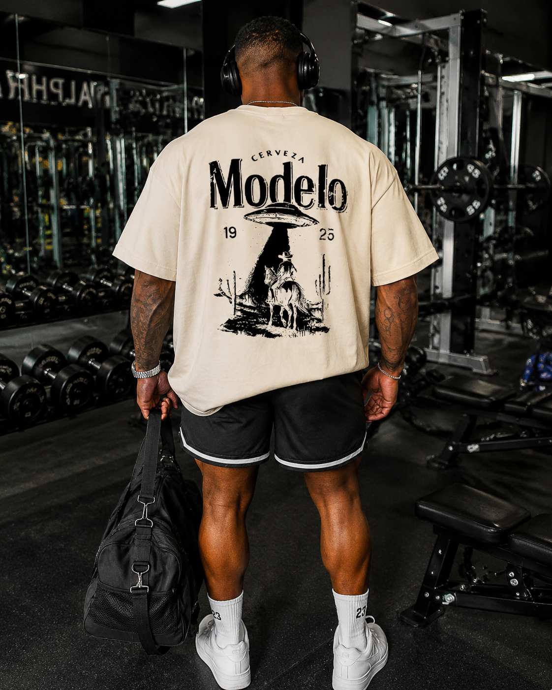 Western Rodeo Vintage Graphic Tee – Modelo Desert Print Streetwear Shirt
