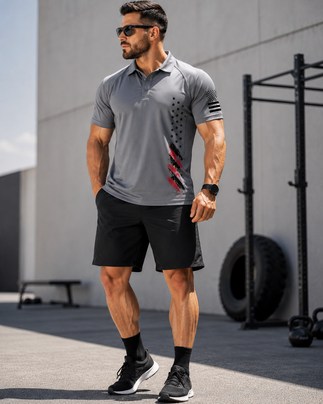 Freedom Flag Tactical Polo Shirt– Lightweight Performance Fit
