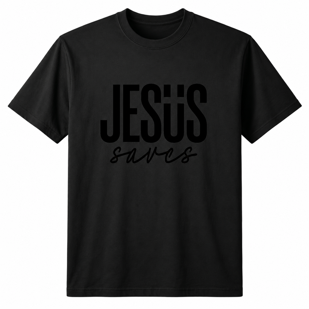 Men’s Minimalist “Jesus Saves” Graphic T-Shirt – Casual Streetwear Cotton Tee