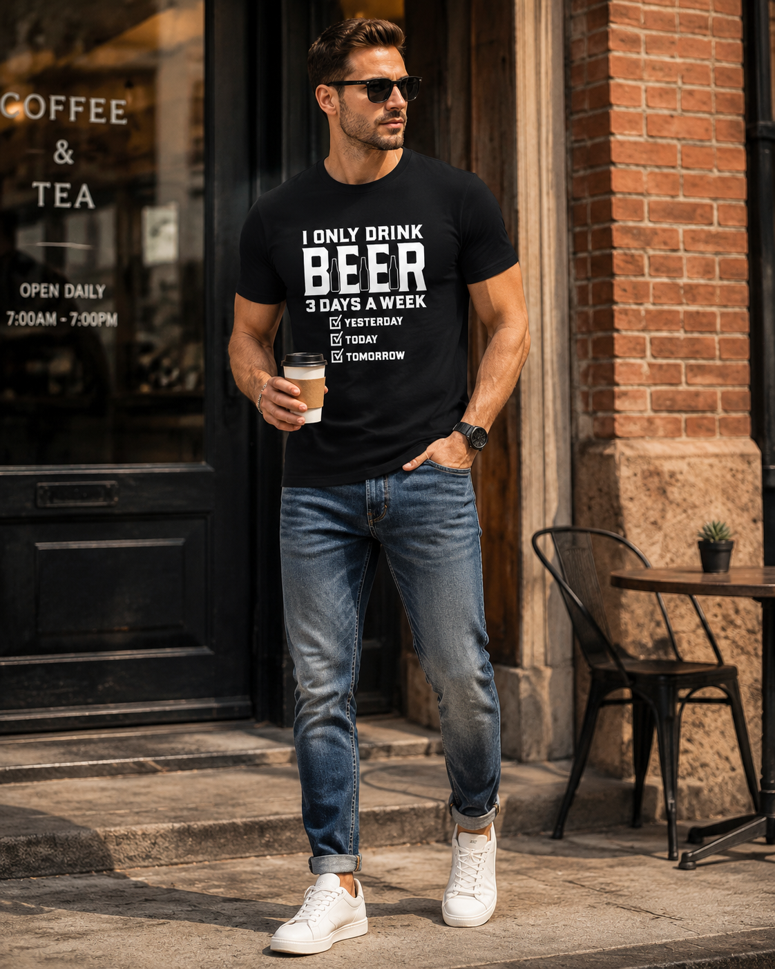 I Only Drink Beer 3 Days a Week Funny Graphic Tee – Meme Casual Cotton T-Shirt for Men