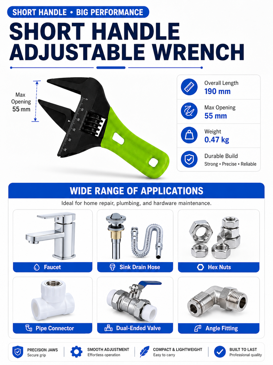 MaxJaw Stubby Adjustable Wrench