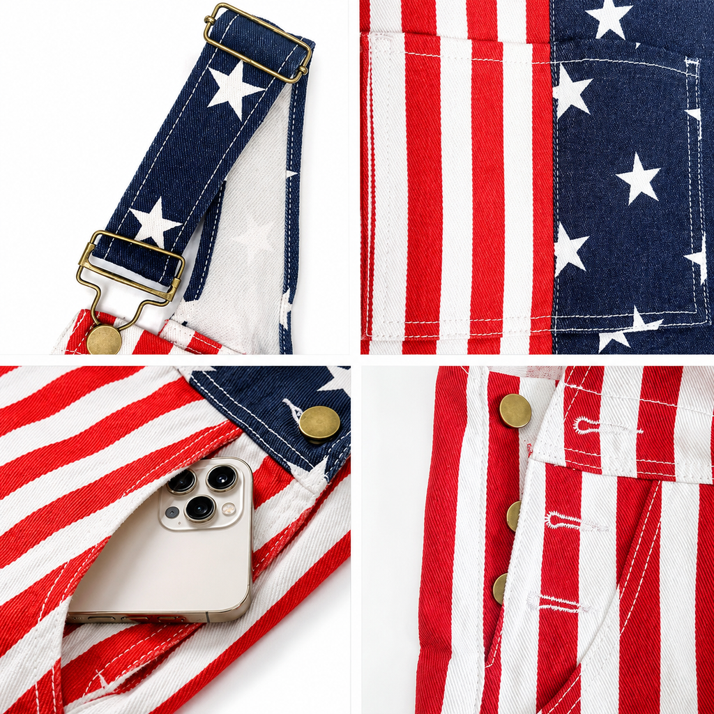 Men's American Flag Overall Shorts