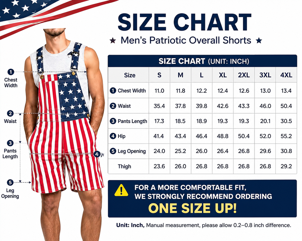 Men's American Flag Overall Shorts