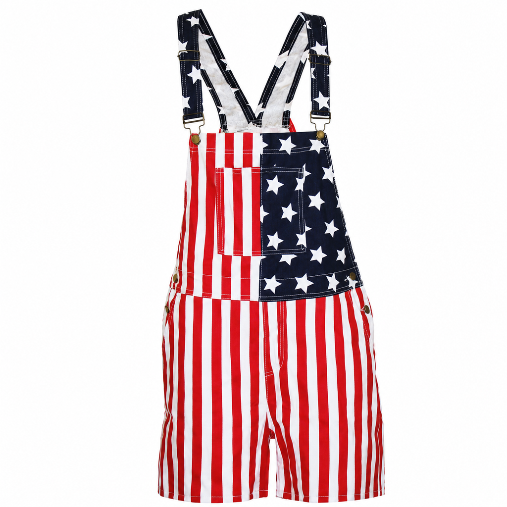 Men's American Flag Overall Shorts