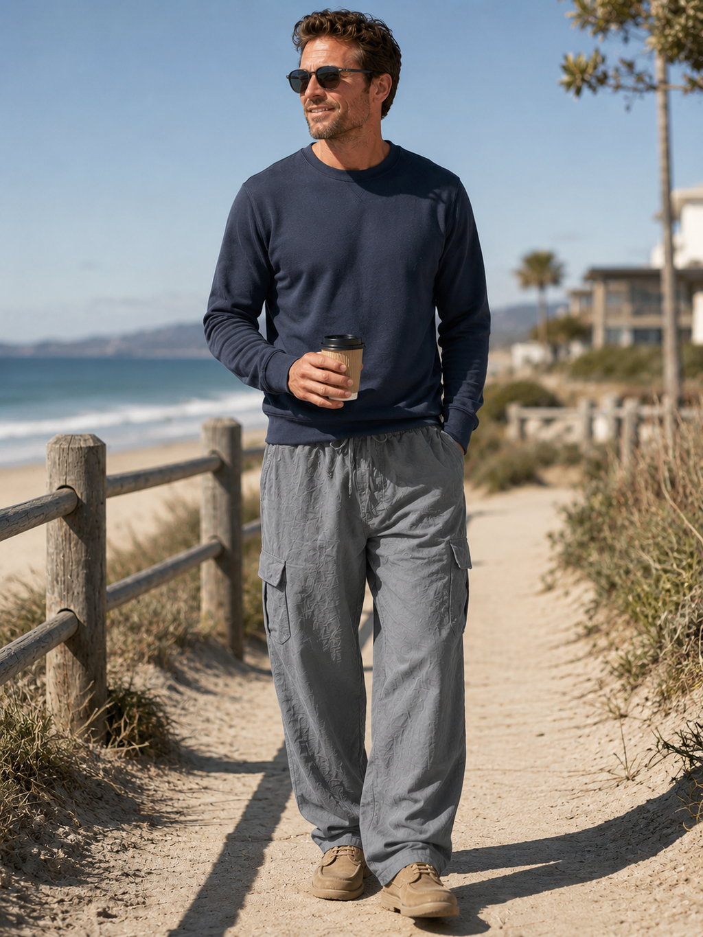 Men's Lightweight Linen Blend Drawstring Cargo Pants