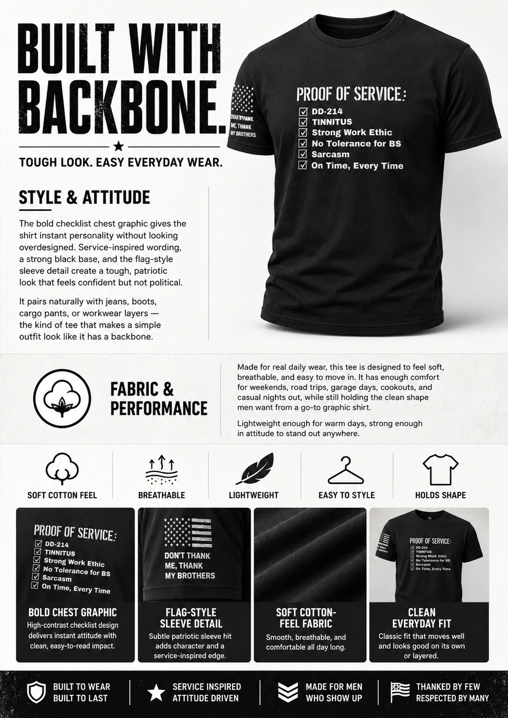 Mens Service-Proven Checklist Graphic Tee