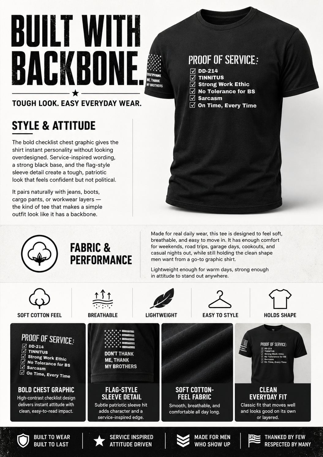 Mens Service-Proven Checklist Graphic Tee