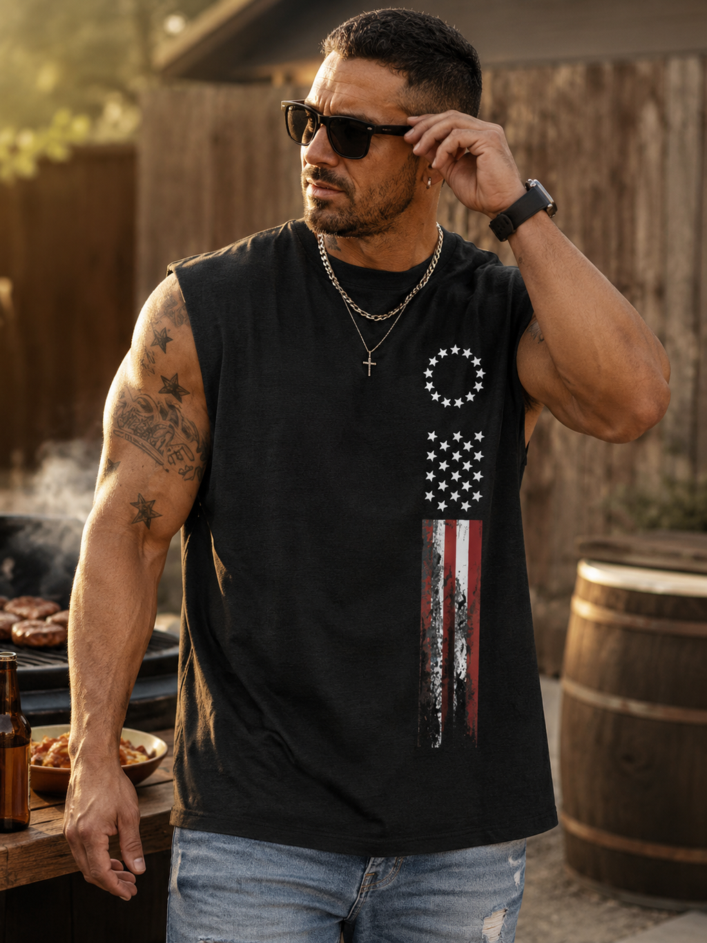 Mens Freedom Flag Muscle Tank