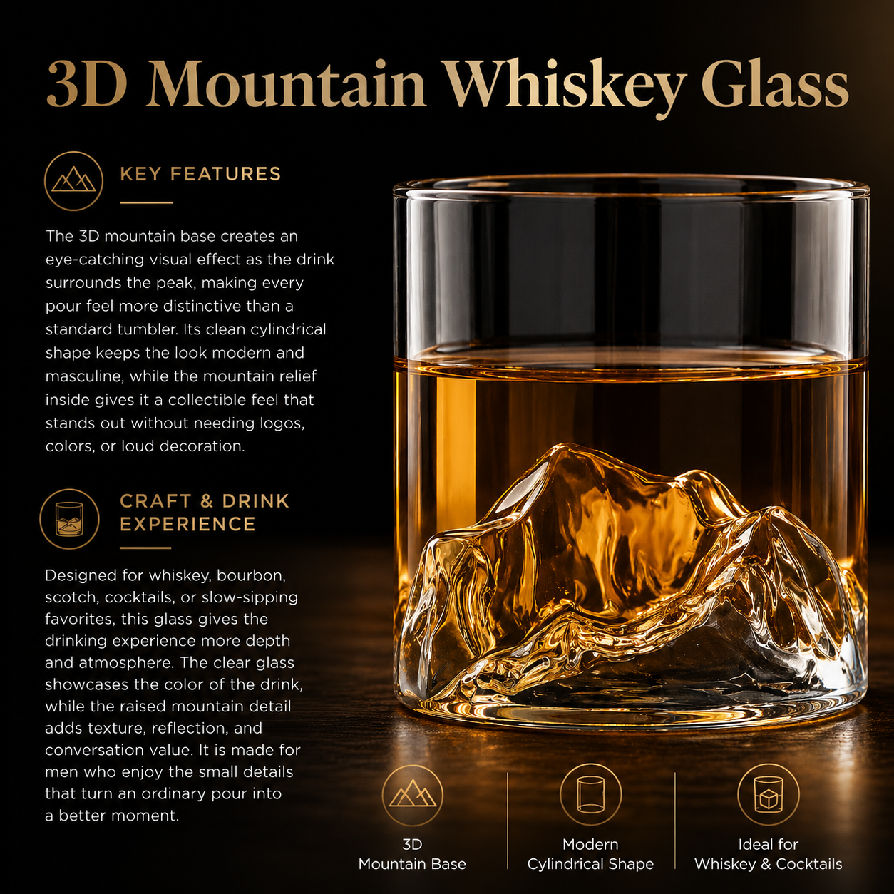 Mountain Peak Whiskey Glass
