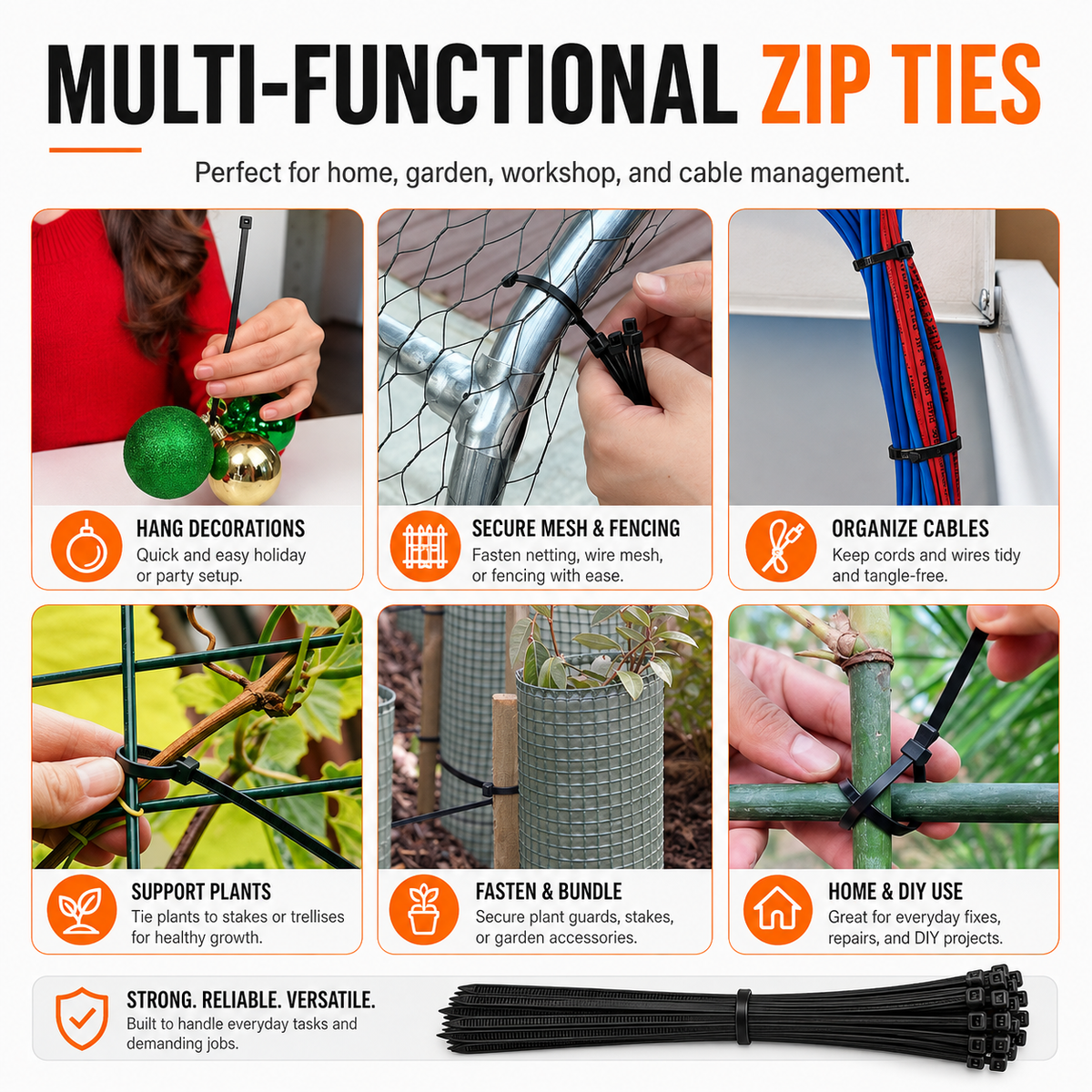 400-Piece Assorted Nylon Zip Tie Set