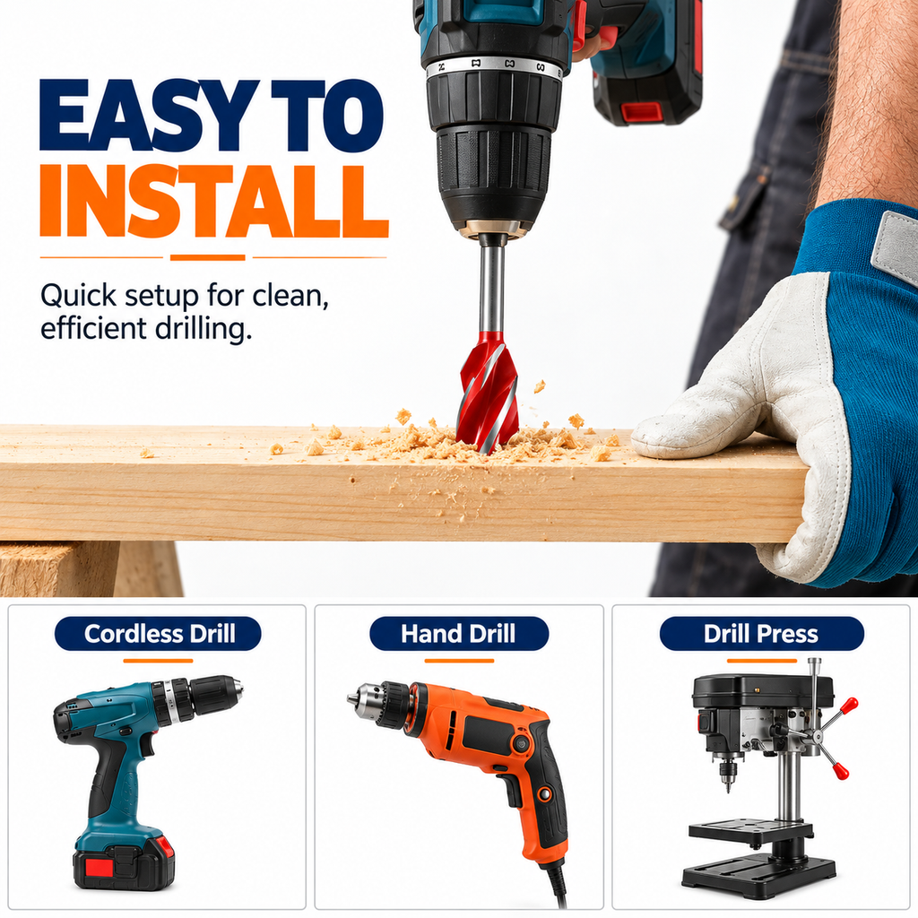8-Piece 4-Flute Wood Drill Bit Set — Tackle Woodworking Jobs with More Size Options