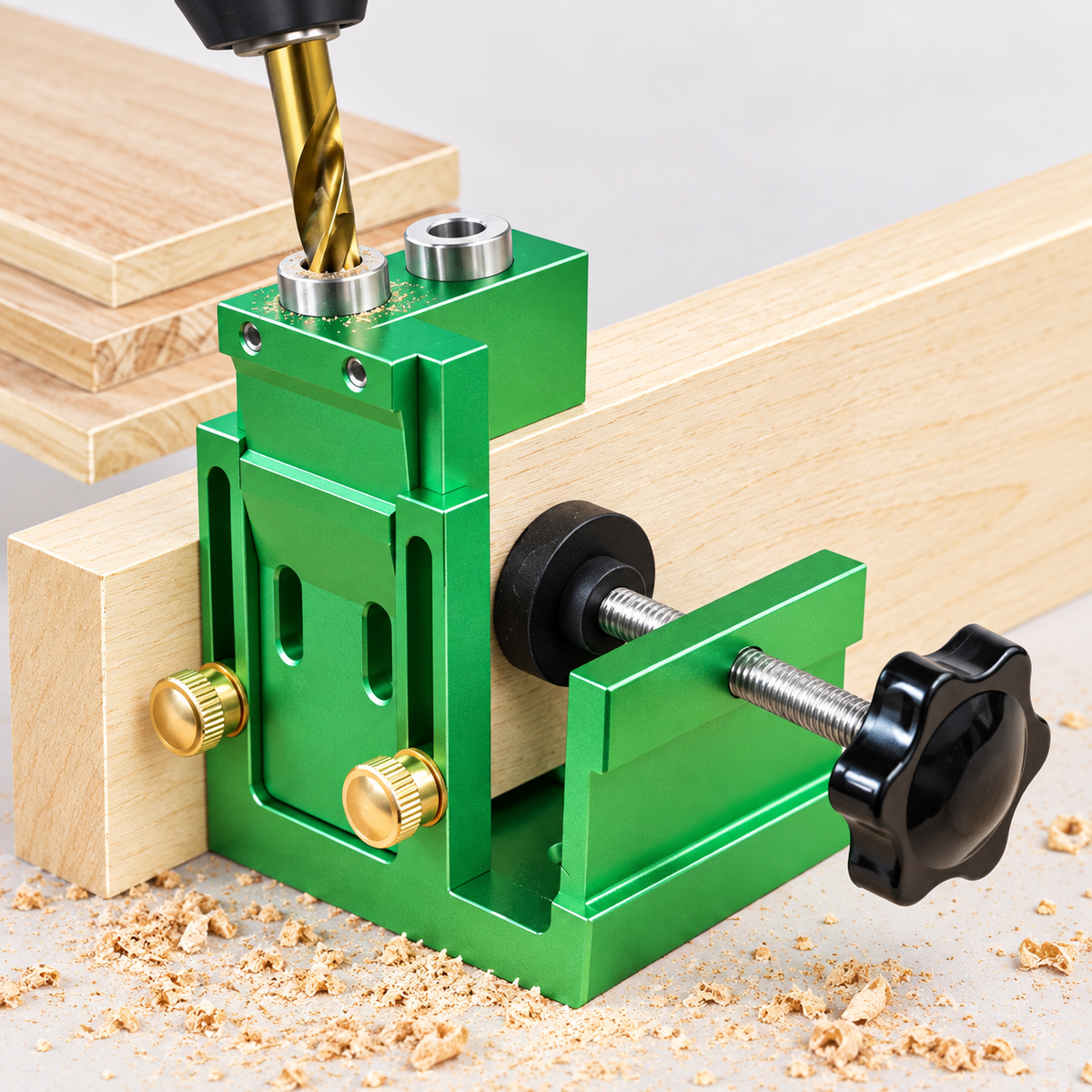 Adjustable Pocket Hole Jig Kit — Build Wood Joints with Guided Drilling