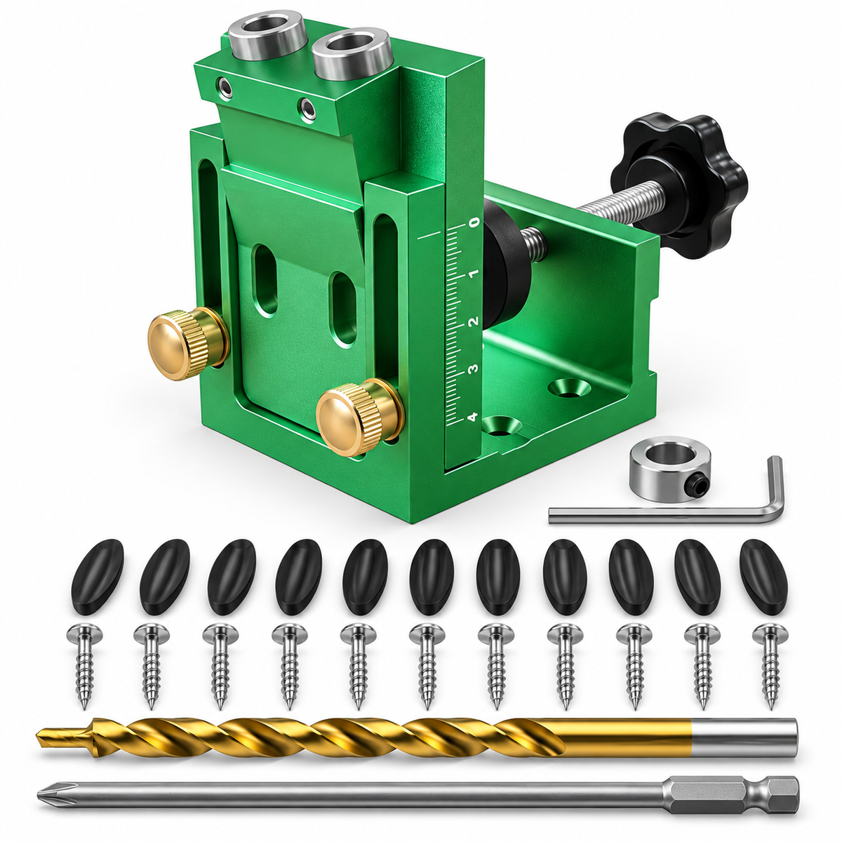 Adjustable Pocket Hole Jig Kit — Build Wood Joints with Guided Drilling
