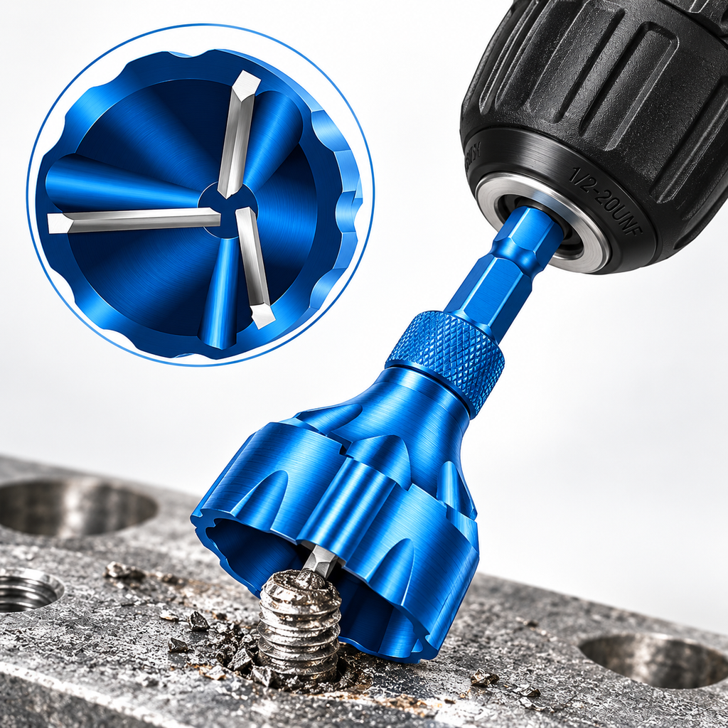 External Deburring Chamfer Tool — Clean Up Rough Bolt Ends for Easier Nut Starting
