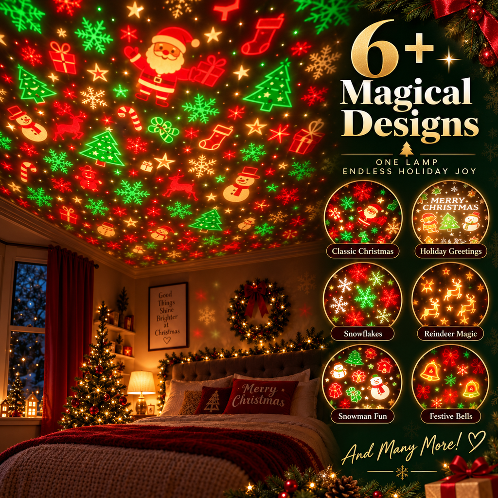 Holiday Projection Light — Bring Festive Patterns to Your Walls and Ceiling