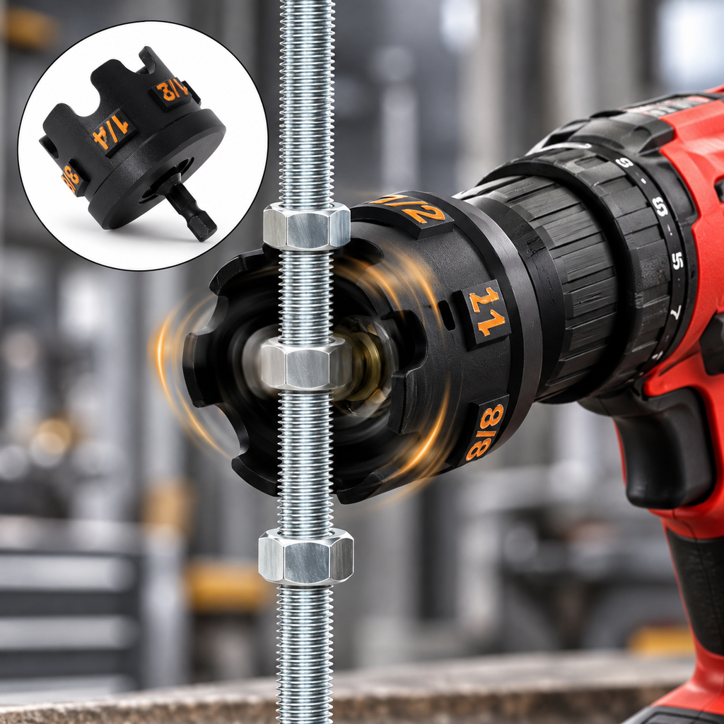 Drill-Powered Threaded Rod Nut Spinner