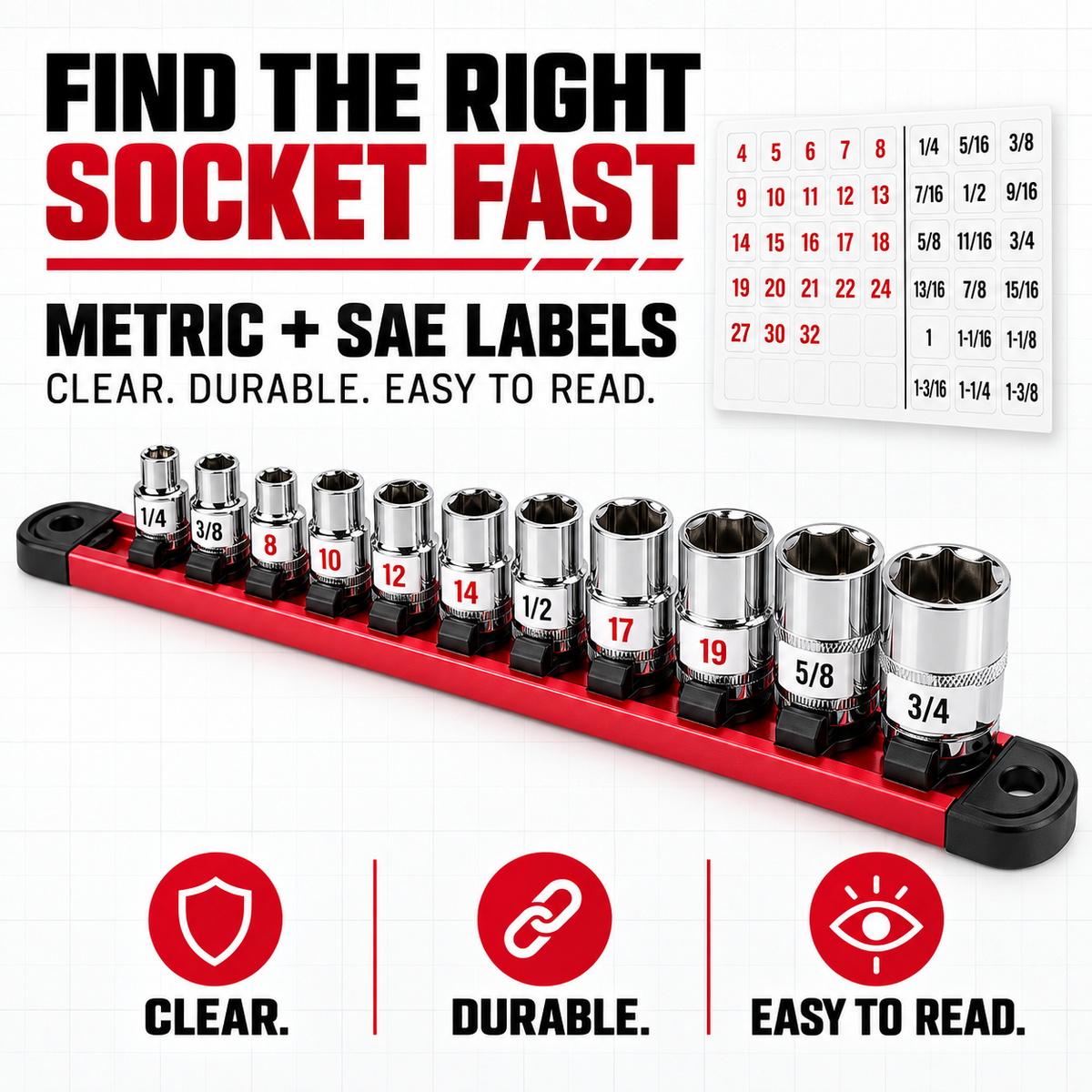 Adjustable Socket Organizer Rail