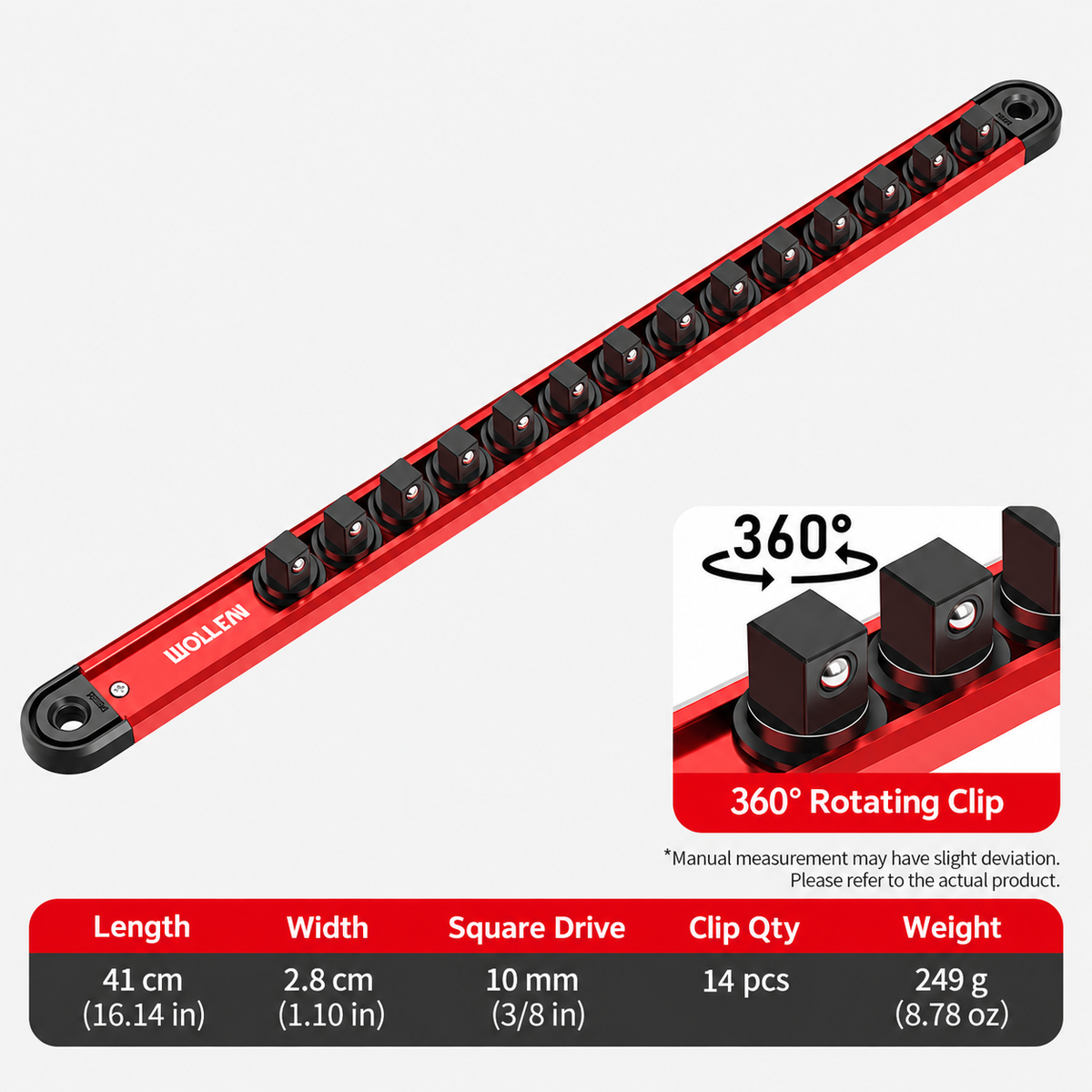 Adjustable Socket Organizer Rail