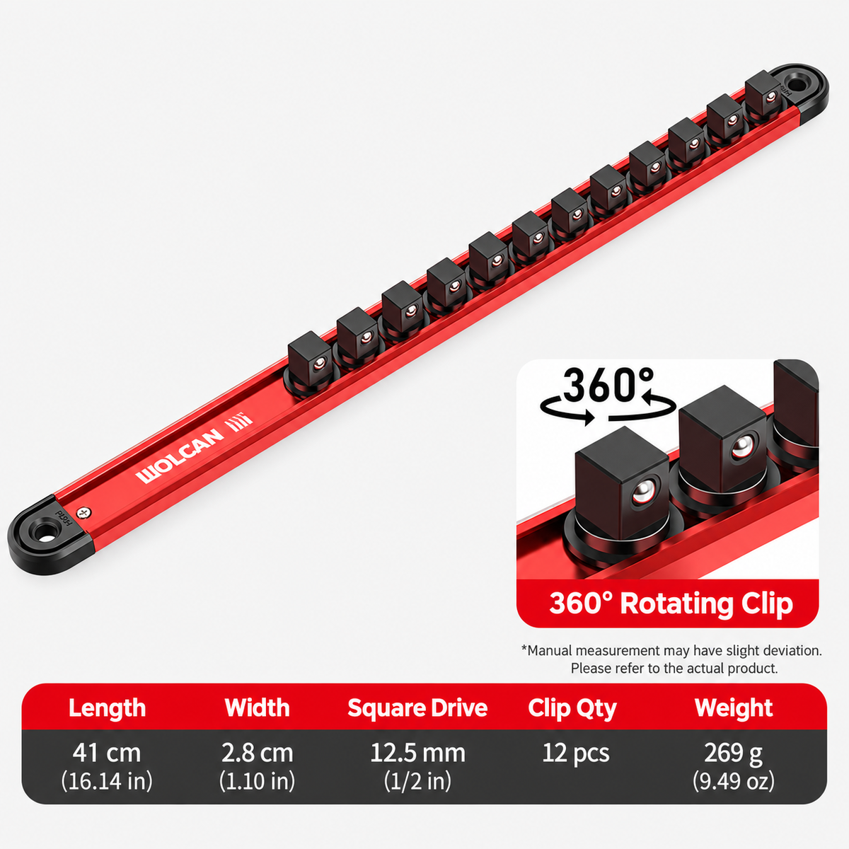 Adjustable Socket Organizer Rail