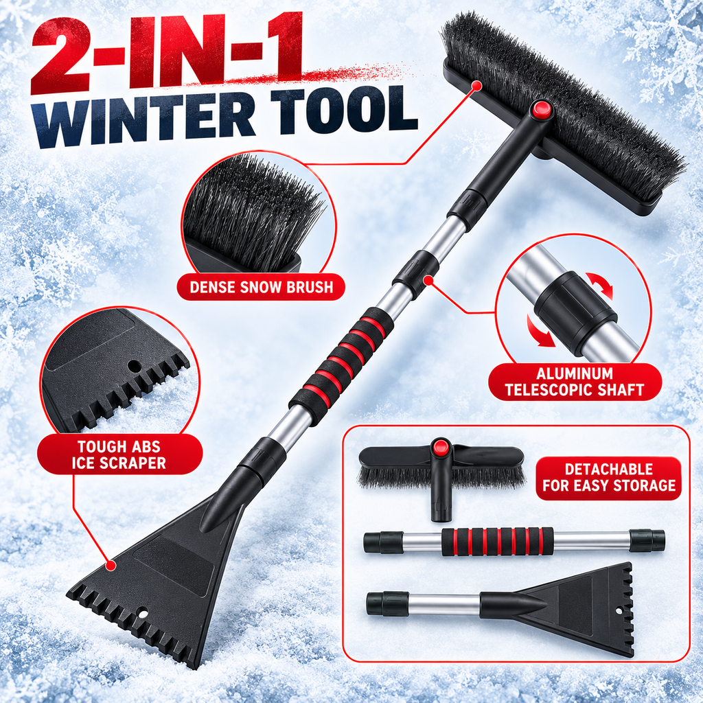 2-in-1 Telescoping Snow Brush &amp; Ice Scraper
