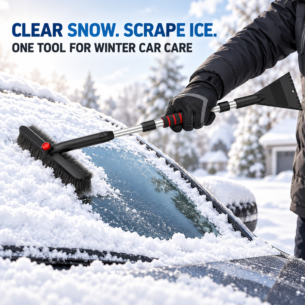2-in-1 Telescoping Snow Brush &amp; Ice Scraper
