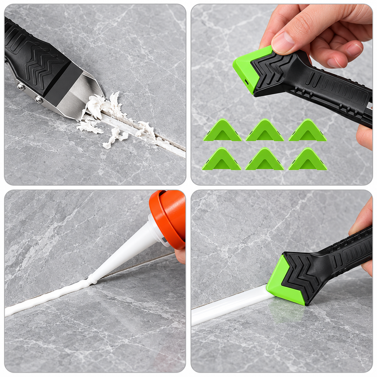 2-in-1 Caulking Tool Kit — Remove Old Caulk, Smooth New Sealant With Less Mess