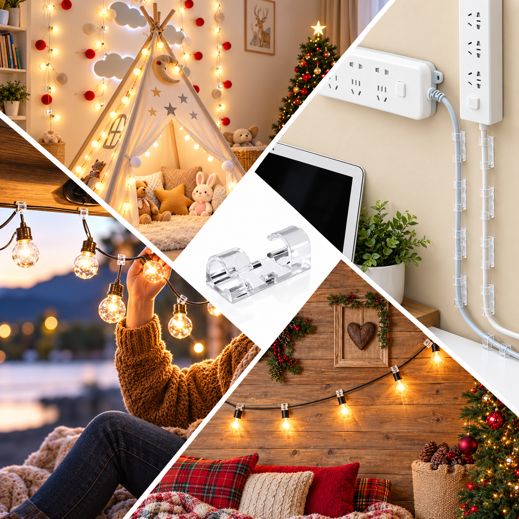 Clear Self-Adhesive Cable Clips — Give Loose Cords a Neater Path