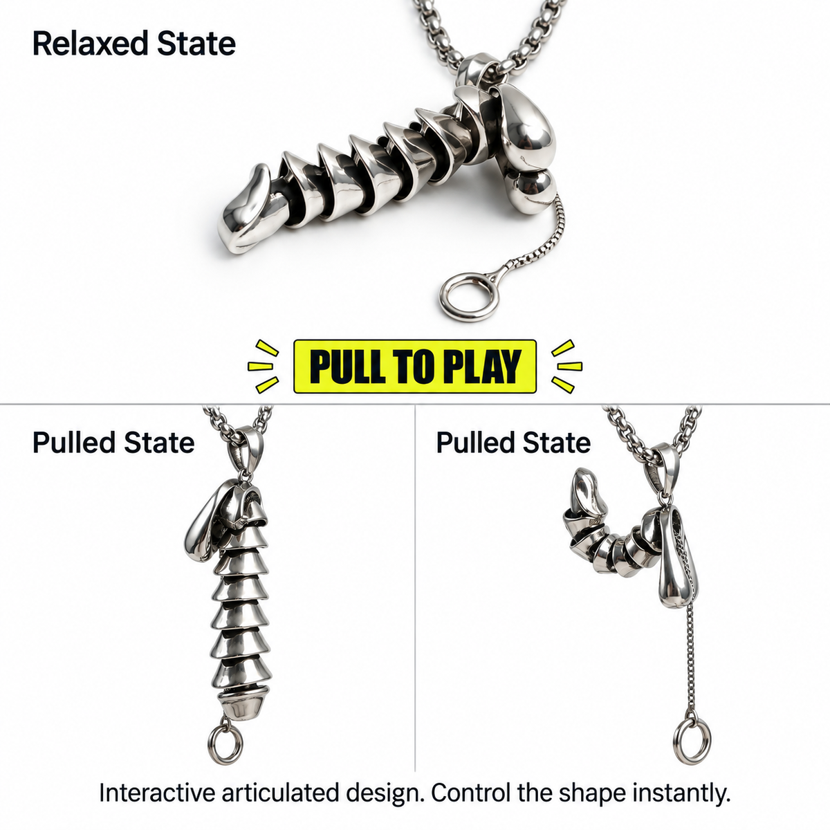 Mechanical Fidget Pendant Necklace — Wear It, Pull It, Make It Move