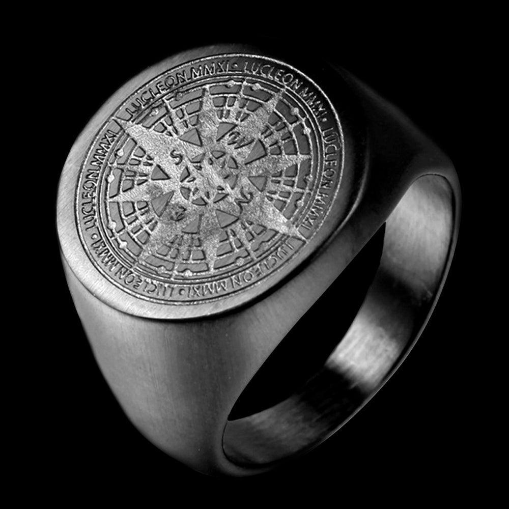 Crafted Compass Stainless Steel Men's Ring