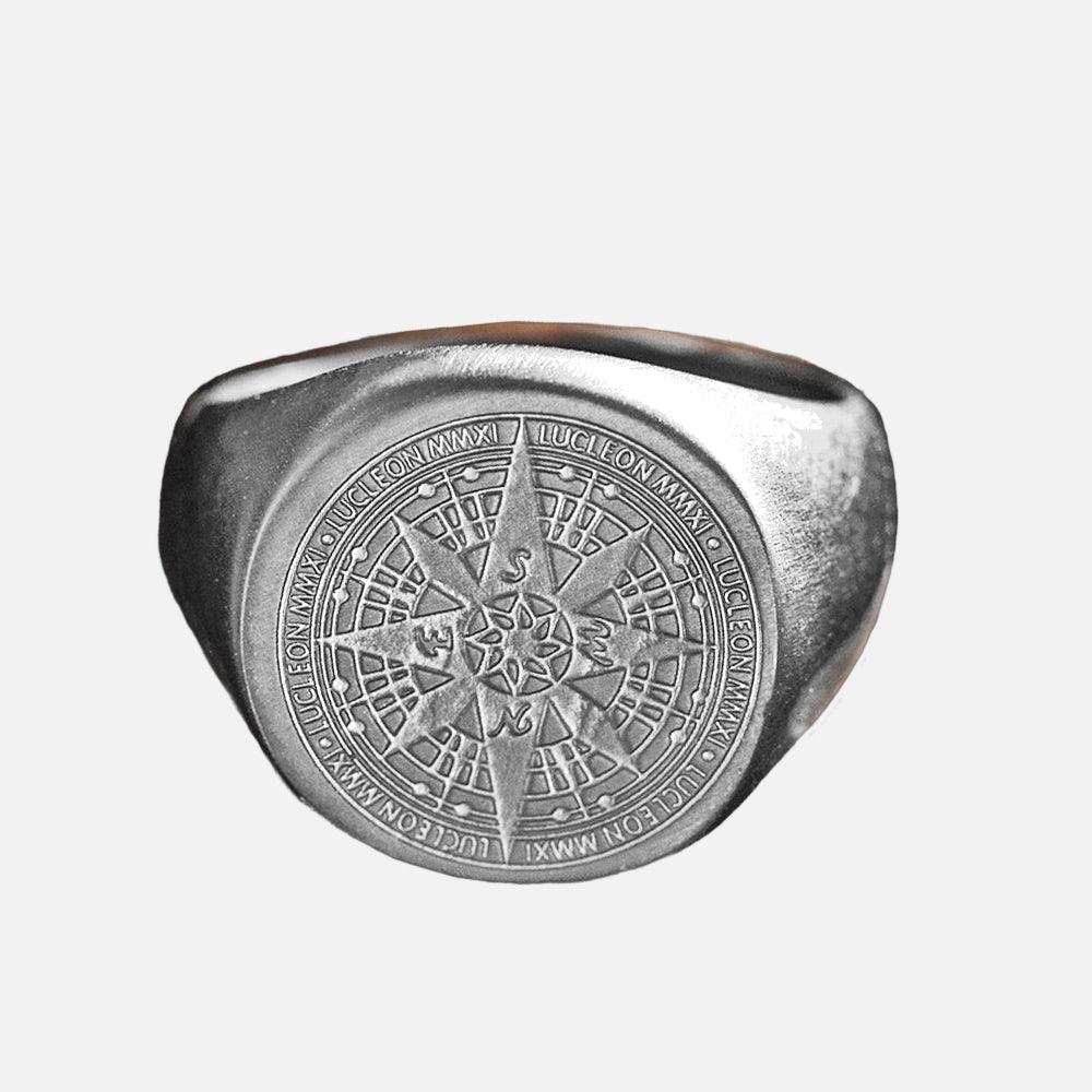 Crafted Compass Stainless Steel Men's Ring