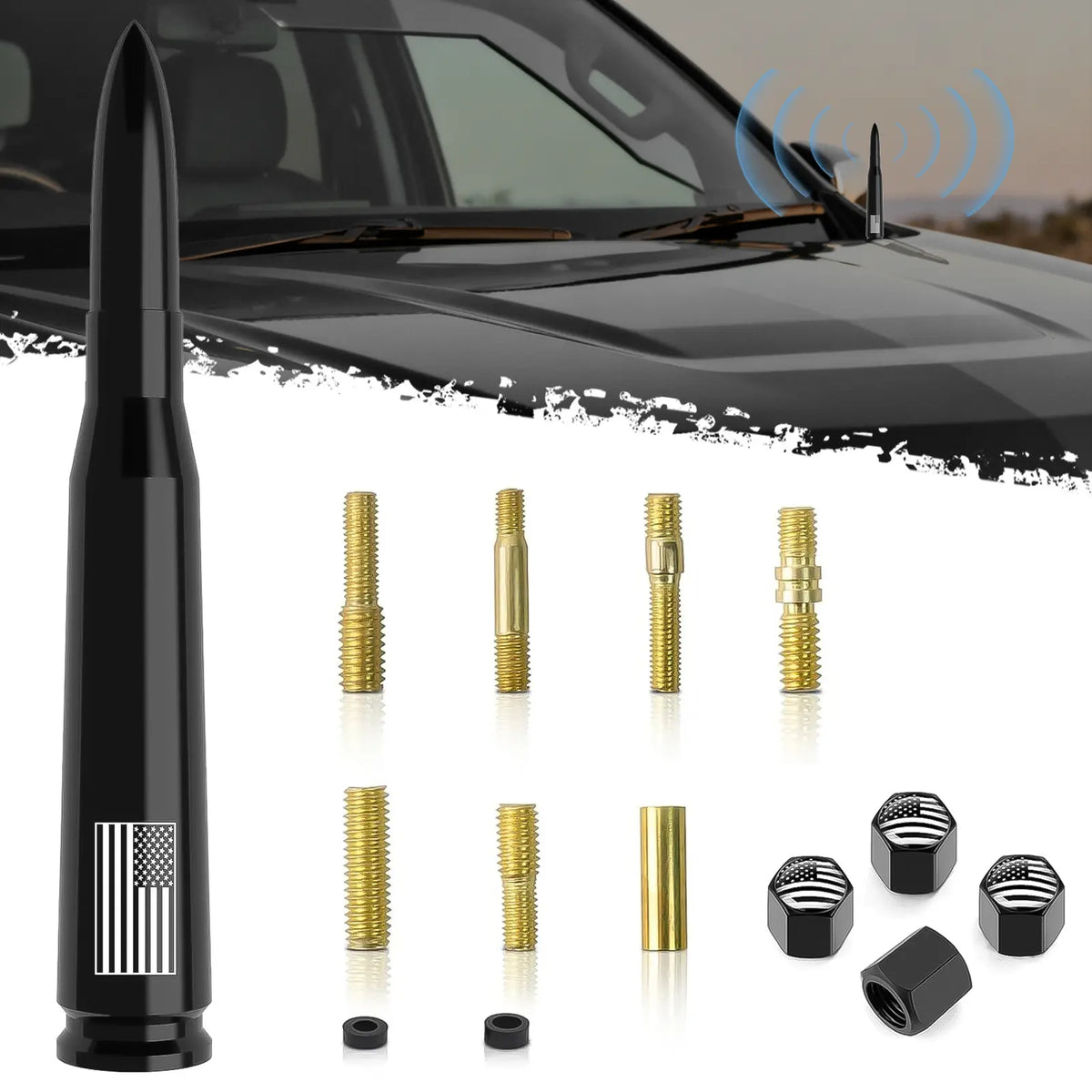 American Flag Bullet-Style Short Antenna