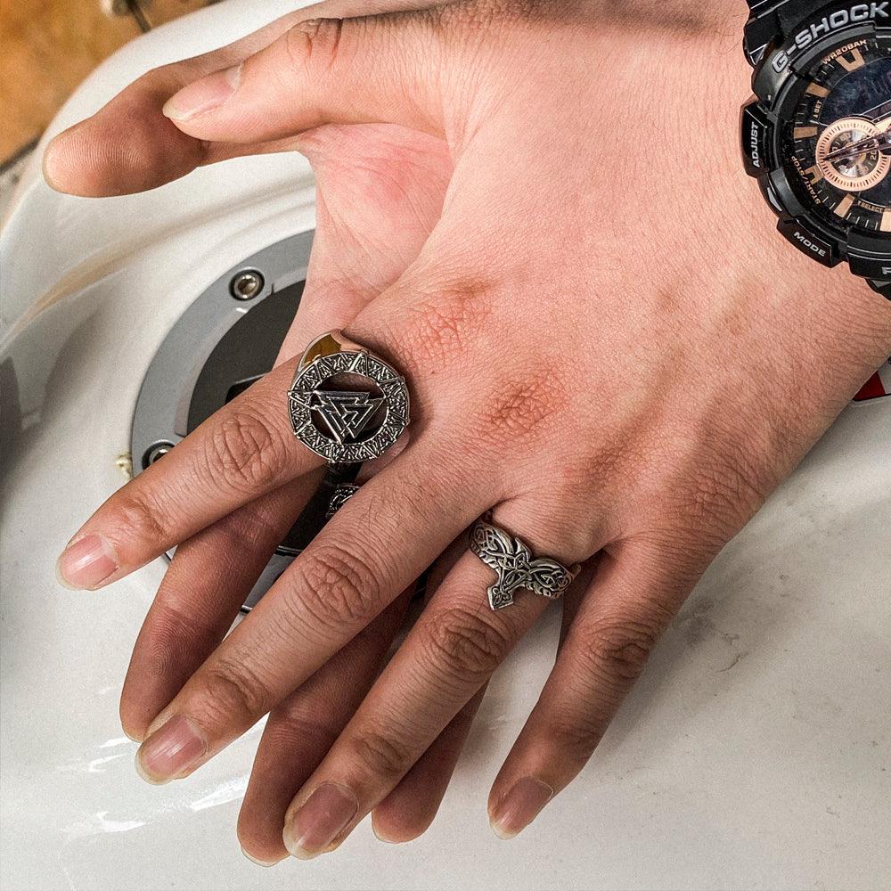 Viking Celtic Knot Raven Ring