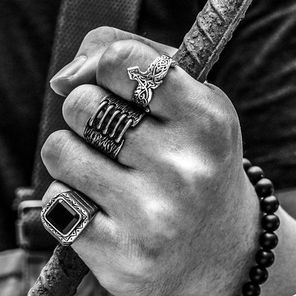 Viking Celtic Knot Raven Ring