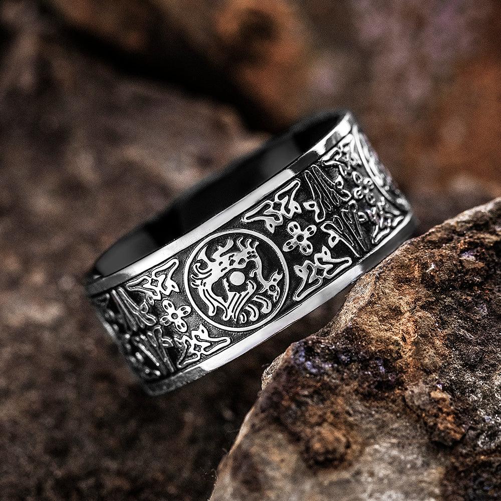 Four Ancient Beasts Stainless Steel Men's Ring