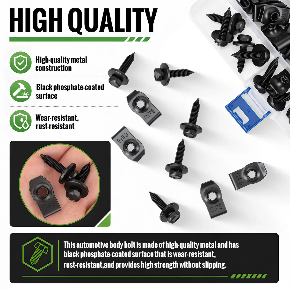 50-Piece Automotive Body Bolts &amp; U-Nut Clips Kit