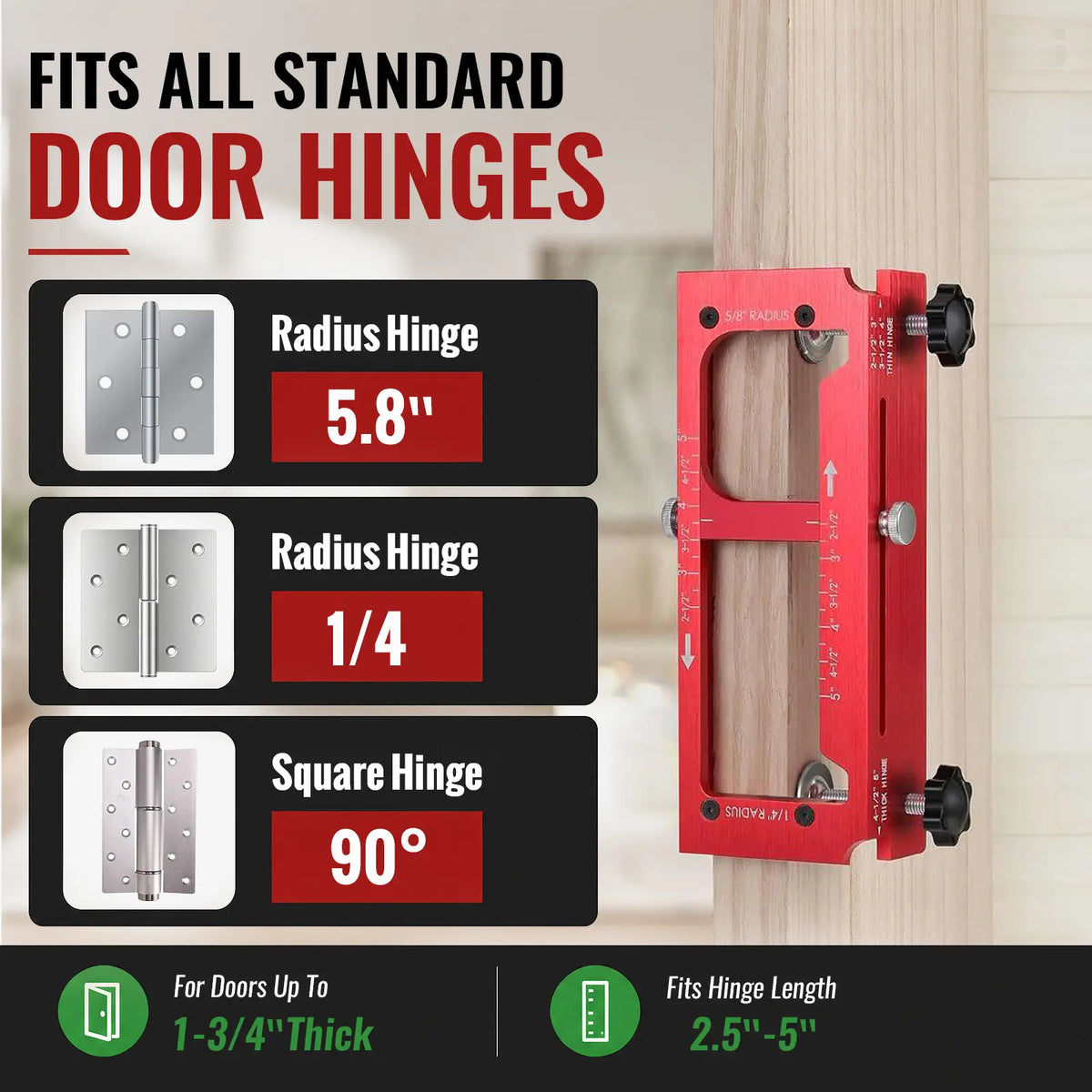 Adjustable Aluminum Door Hinge Mortising Jig Kit