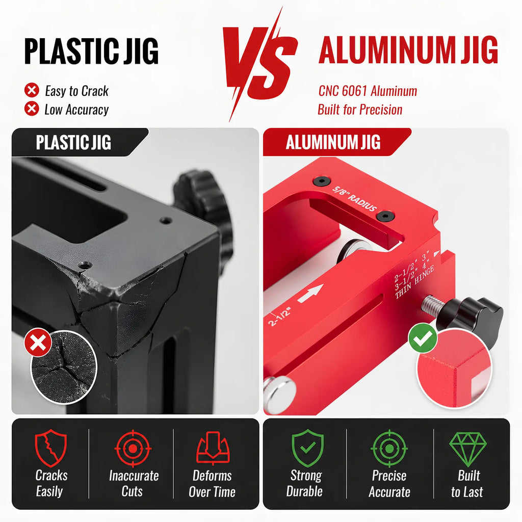 Adjustable Aluminum Door Hinge Mortising Jig Kit