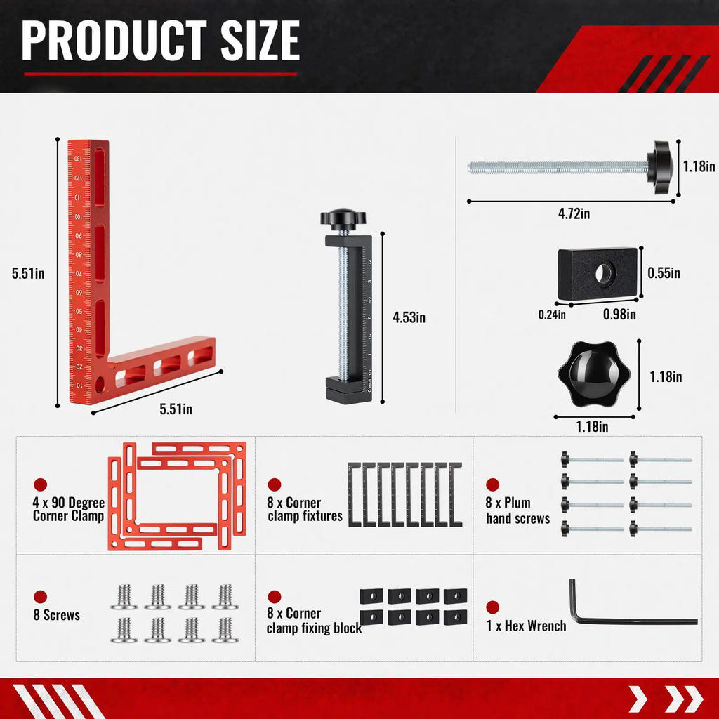 90° Woodworking Corner Clamp Kit