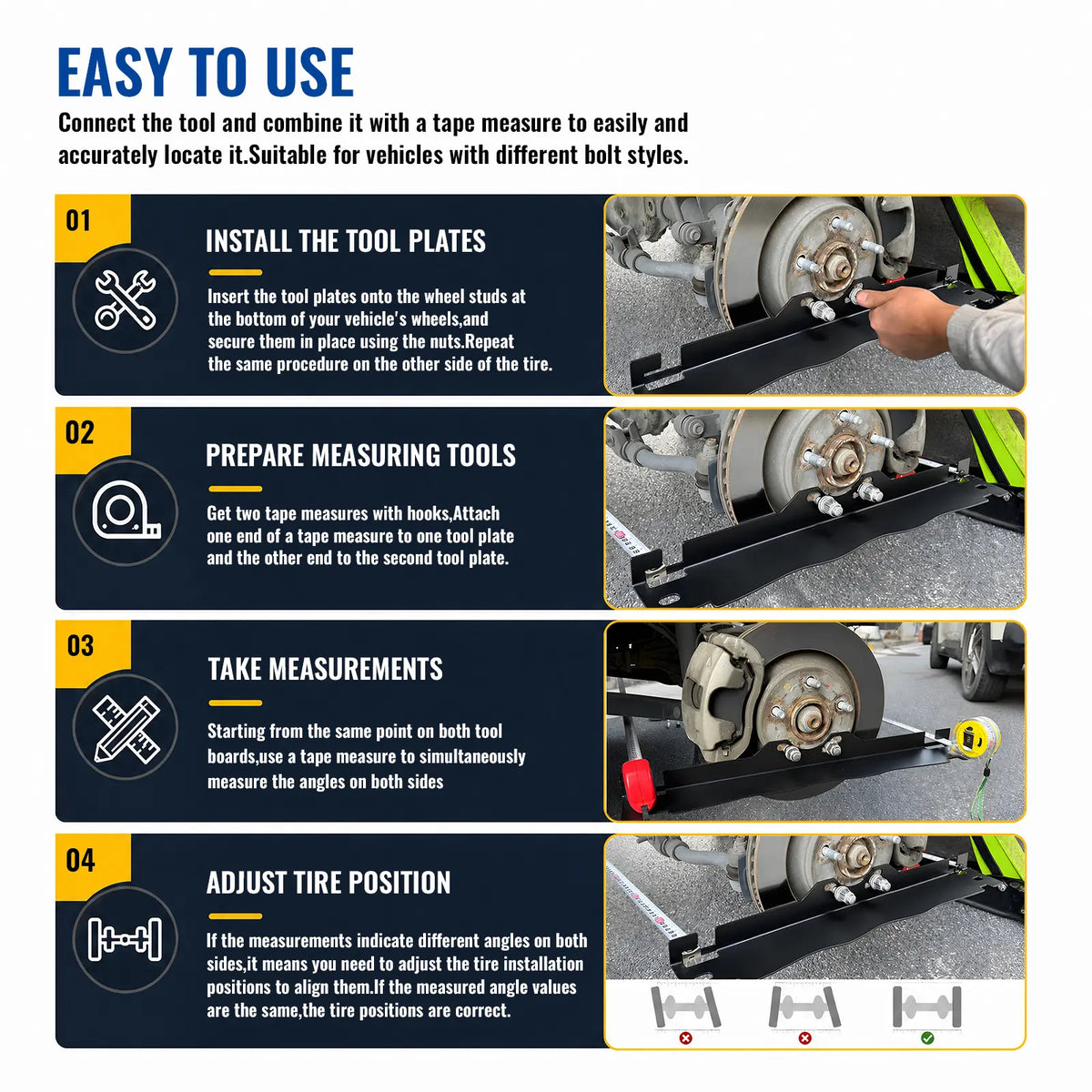 Toe Alignment Tool Plates – Check Wheel Alignment with Confidence