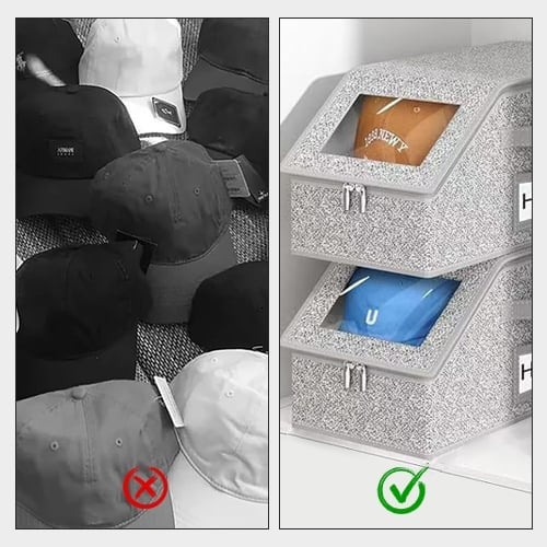 Clear Window Foldable Cap Storage Drawer Box