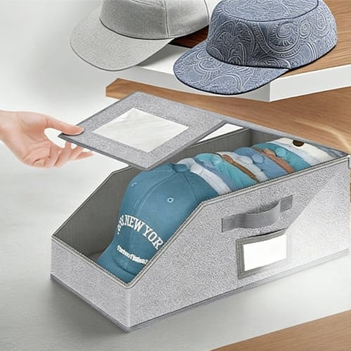 Clear Window Foldable Cap Storage Drawer Box