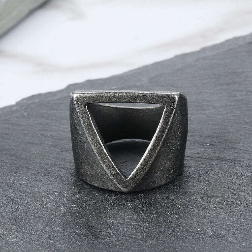 Hollow Triangle Stainless Steel Men's Ring