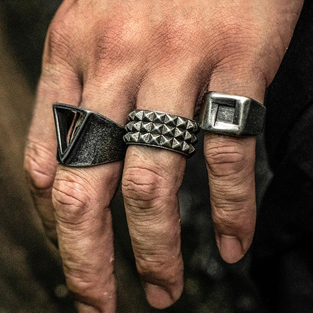 Hollow Triangle Stainless Steel Men's Ring