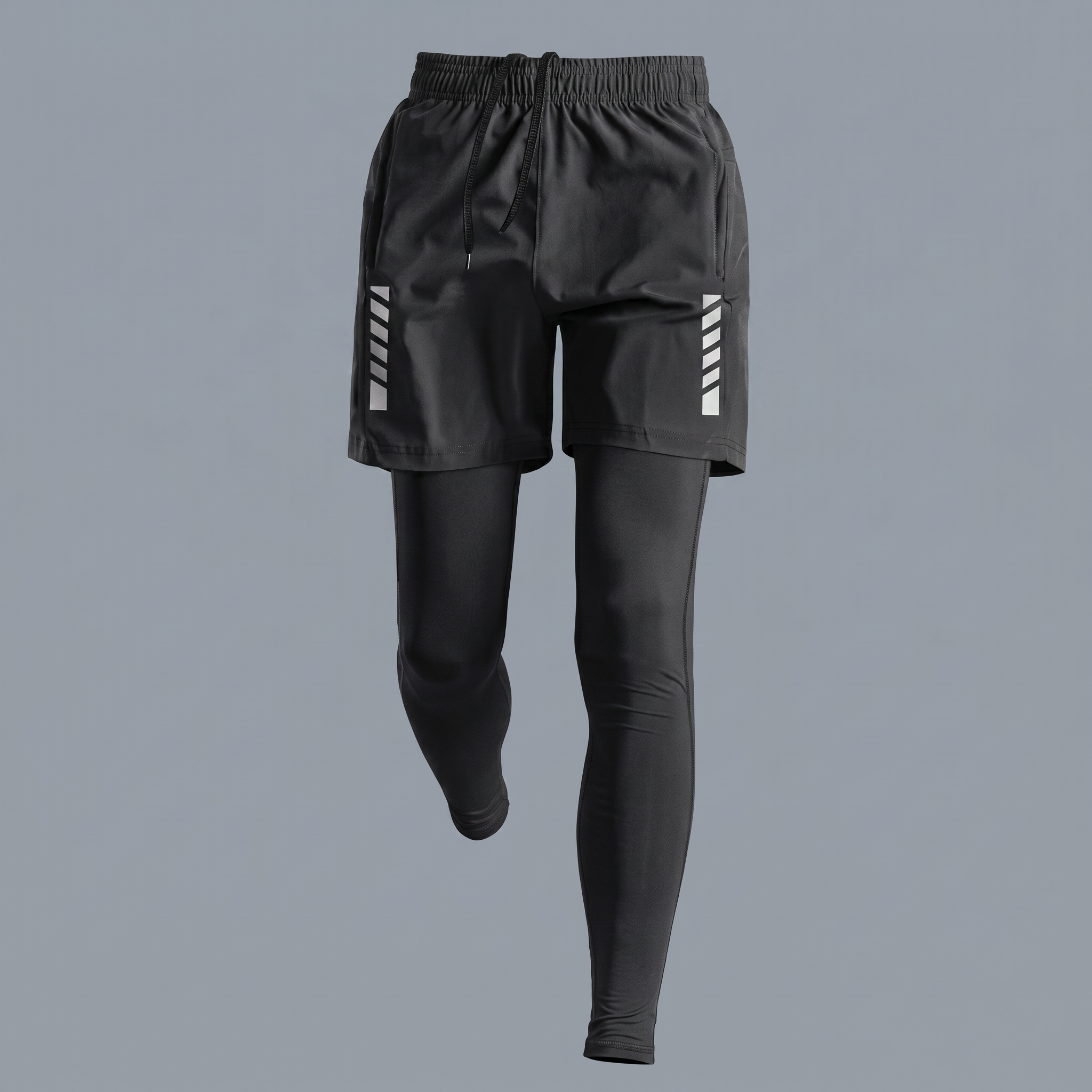Men’s 3-in-1 Performance Running Shorts Set – Compression Base Layer Athletic Streetwear Shorts