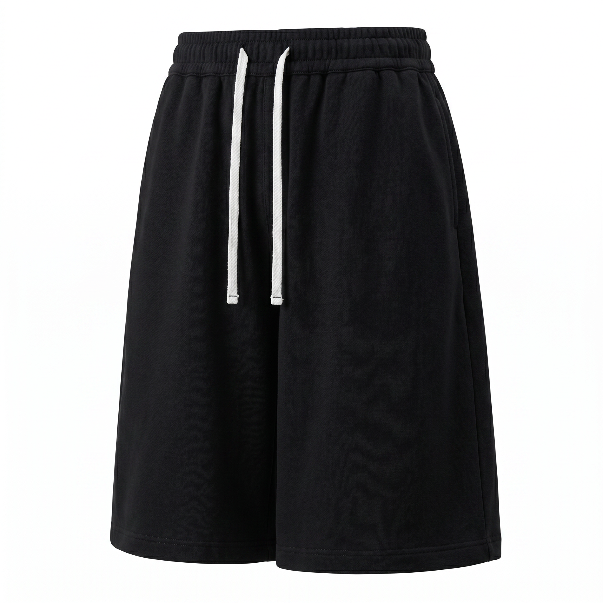 Men’s Cropped Sweat Shorts – Minimal Streetwear Relaxed Fit Drawstring Athletic Shorts