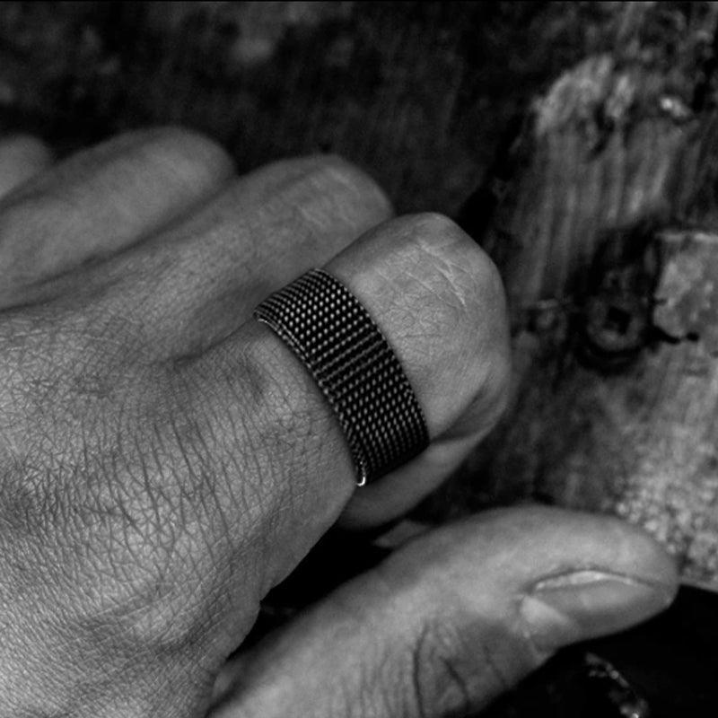 Mesh Tricolor Stainless Steel Biker Ring